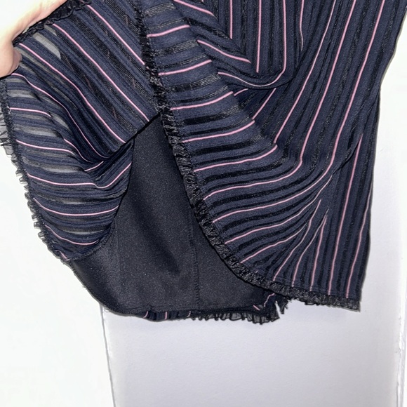 Fashion Bug Pin Stripe y2k Grunge Pink Black Tank Top Lace Neckline Faux Corset - Picture 9 of 10